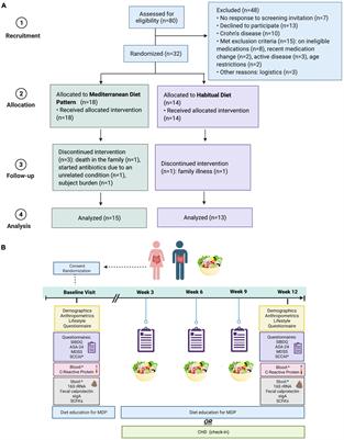 Dietary adherence to the Mediterranean diet pattern in a randomized clinical trial of patients with quiescent ulcerative colitis